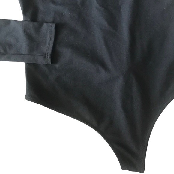 Free People Intimately Bodysuit Long Sleeves Black Asymmetric Cut Neckline SZ S - Picture 5 of 6